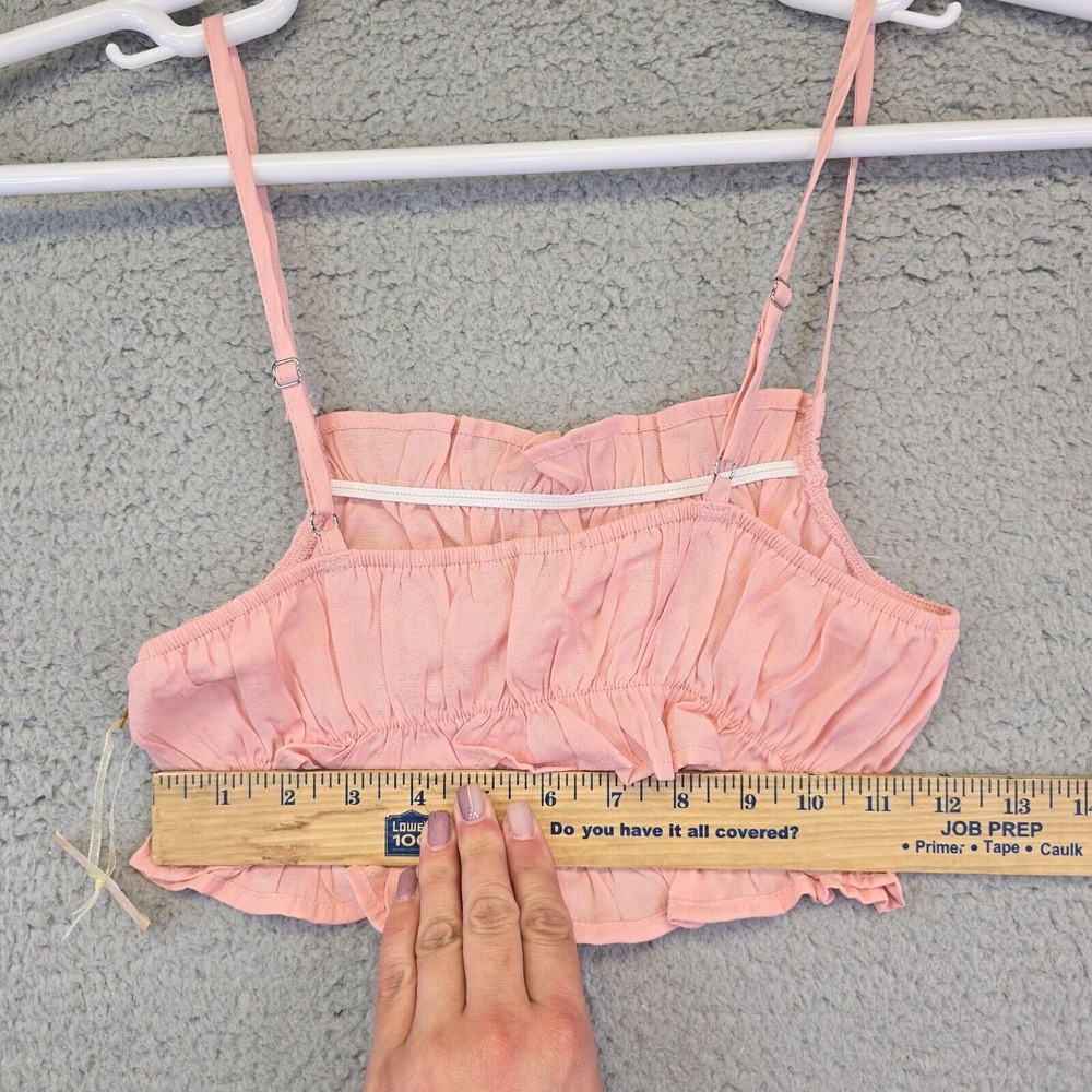 Blashe Ruffle Crop Top Womens Small‎ Lot of 2 White Pink Ruched Camisole - Picture 10 of 16